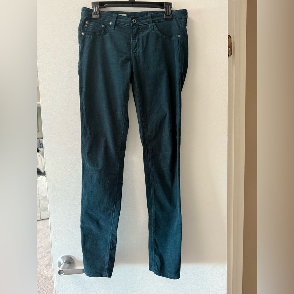 AG dark teal skinny corduroy Pants